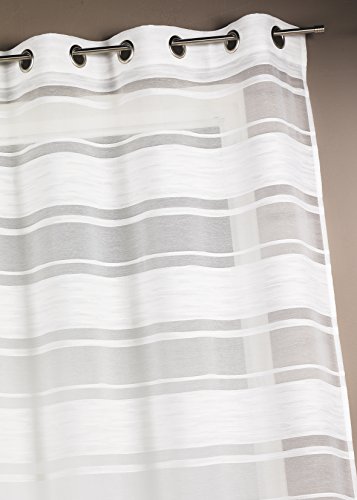 Home Maison HM6904299 horizontale Streifen Jacquard Gardine, Polyester, 140 x 240 cm, Ivory von Homemaison