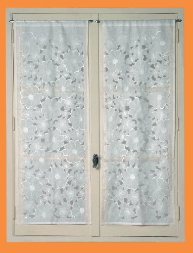 Home Maison HM6922784 Vorhang, Bestickt, Eisblumenstruktur, 45 x 120 cm, elfenbeinfarben, 2 Stück von Homemaison