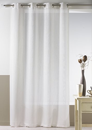 Home Maison HM6927299 Vorhang mit Längsstreifen Polyester, Musselin, Fließstoff, 145 x 280 cm, Ivory von Homemaison