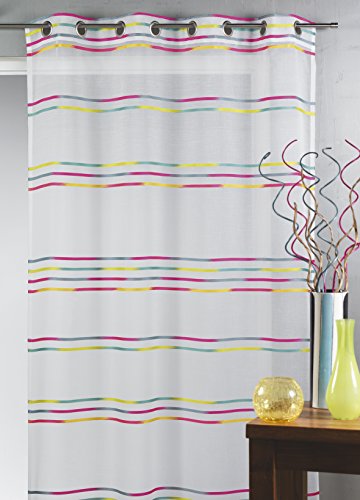 Home Maison HM6934298 feinen Vorhang, aus Musselin, gewebtem Polyester mit Querstreifen, 140 x 240 cm, Mehrfarbig von Homemaison