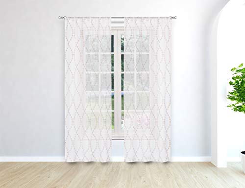 Home Maison Vorhang-Set, weiß/rosa, 38x84 von Homemaison