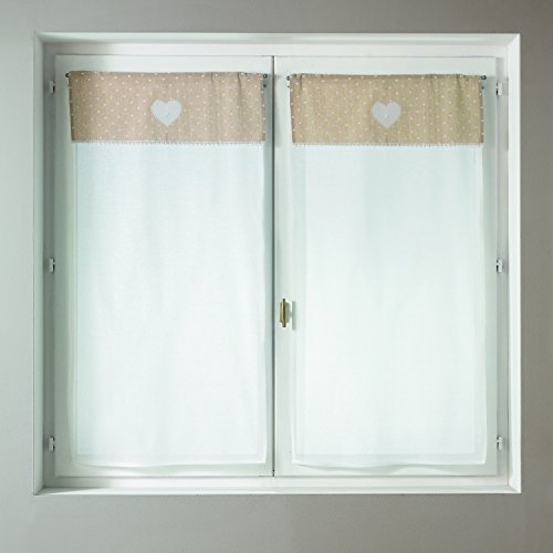 Homemaison 09467 – 2-al-l Fenstergardinen, mit Riemchen Etamine/Baumwolle Leinen 1 x 60 cm von Homemaison