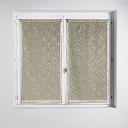 Homemaison 813251 Fenstergardinen, Motiv Kreise Etamine/Polyester Leinen 1 x 60 cm von Homemaison