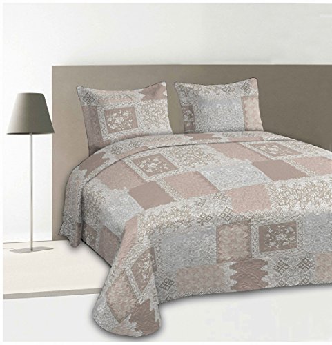 Homemaison BOUTIS und Kopfkissenbezüge Eindruck Patchwork, Polyester, haselnuss, 250 x 230 cm von Homemaison