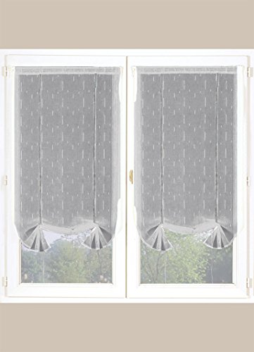 Homemaison Fenstergardinen, Jacquard gestreift aus Etamin, Polyester, Grau, 120 x 60 cm von Homemaison