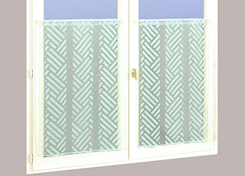 Homemaison Fenstergardinen, Organza beflockt, Polyester, Wassergrün, 120 x 60 cm von Homemaison