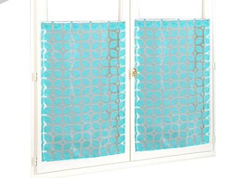 Homemaison Fenstergardinen, Organza und Mustern Jacquard, Polyester, Lagune, 160 x 60 cm von Homemaison