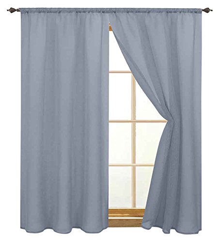 HomeMaison Fenstergardinen, Uni Effekt glänzend, Polyester, Perle, 160 x 60 cm von HomeMaison