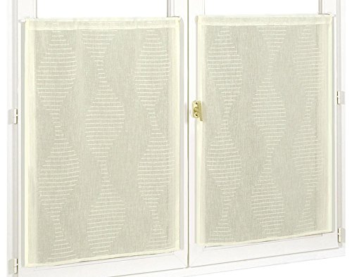 Homemaison Fenstergardinen, aus Etamin Leinenoptik, Polyester, Elfenbeinfarben, 120 x 60 cm von Homemaison