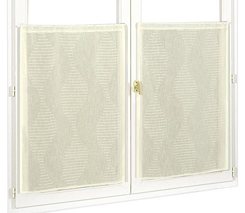 Homemaison Fenstergardinen, aus Etamin Leinenoptik, Polyester, Elfenbeinfarben, 160 x 60 cm von Homemaison