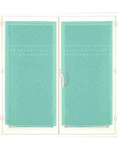 Homemaison Fenstergardinen, aus Etamin Streifen Jacquard, Polyester, Lagune, 90 x 60 cm von Homemaison