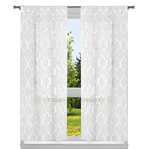 Homemaison Fenstervorhang-Set, Metallic-Design, weiß, 37x96 von Homemaison