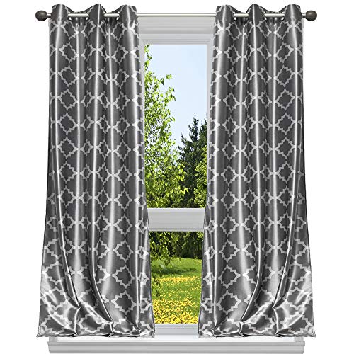 Homemaison Fenstervorhang-Set mit Tormuster, Grau-Silber, 38x84 von Homemaison