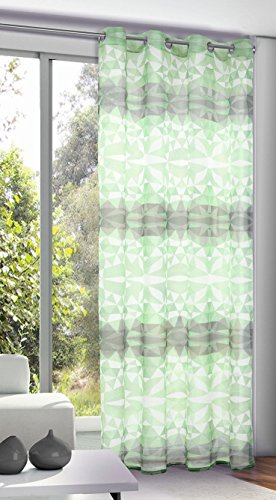 HomeMaison Gardine, Impressions geometrischen, Polyester, Mint, 245 x 135 cm von HomeMaison