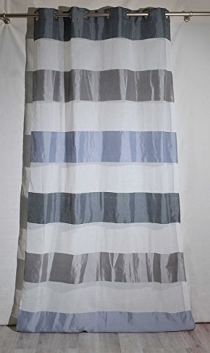 Homemaison Bayadere breiter gestreifter Netzvorhang, Polyester, grau, 260x140 cm von Homemaison