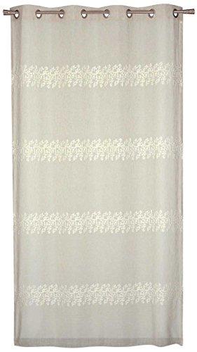 Homemaison Gardine aus Etamin Bestickt Blatt, Polyester, Leinen, 240 x 140 cm von Homemaison