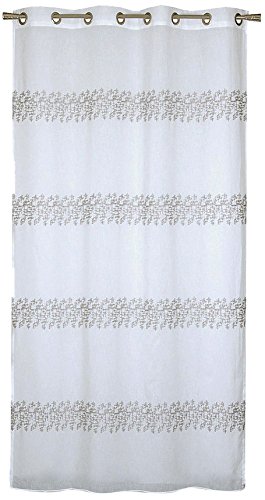 Homemaison Gardine aus Etamin Bestickt Blatt, Polyester, Natur, 240 x 140 cm von Homemaison