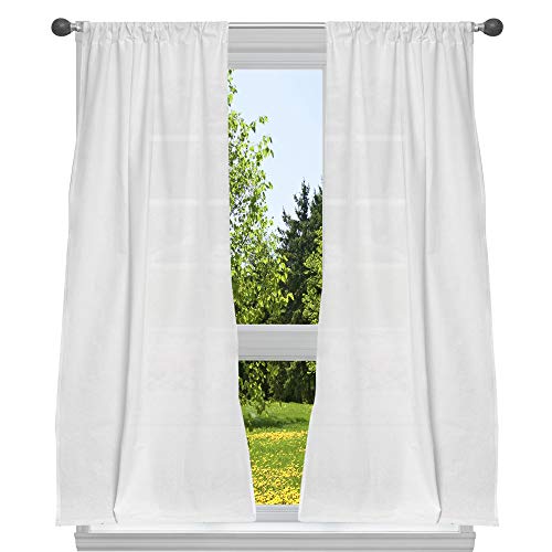 Homemaison Fenstervorhang-Set mit Metallic-Spitzenbordüre, Weiß/Silber, 40x84 von Homemaison