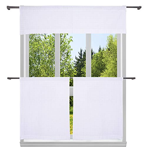 Homemaison Küchengardine, Gingham-Muster, kariert, Weiß/Weiß, 29x36,58x15 von Homemaison