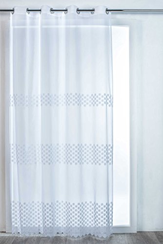 HomeMaison Vorhang, Bestickt, Lacanau, Polyester, Weiß, 260 x 140 cm von HomeMaison