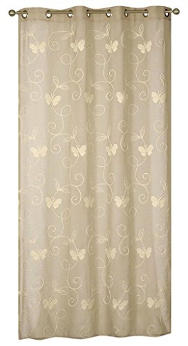 Homemaison Panel EN Etamine brodée Schmetterlinge, Polyester, Leinen, 240 x 140 cm von Homemaison