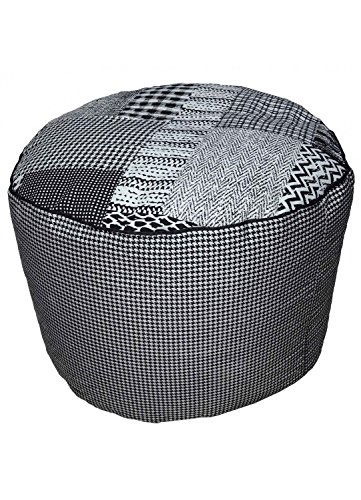 HomeMaison Sitzsack rund Patchwork mit Mikroperlen, Baumwolle, Schwarz/Weiß, 50 x 30 cm von HomeMaison