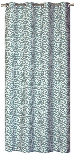 Homemaison Vorhang, Jacquard, geometrisches Muster, Polyester, blau, 240 x 135 cm von Homemaison