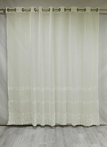Homemaison Vorhang, groß Breite Spitze, Polyester, Elfenbeinfarben, 240 x 300 cm von Homemaison