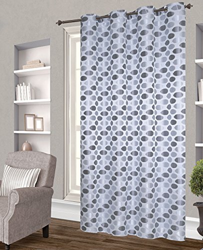 Homemaison Vorhang Jacquard Große Tupfen, Polyester, Hellgrau, 260 x 140 cm von Homemaison