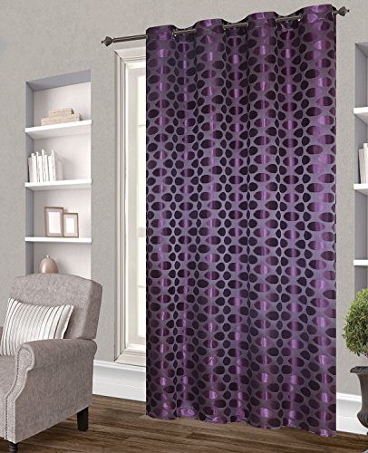 Homemaison Vorhang Jacquard Große Tupfen, Polyester, Pflaume, 260 x 140 cm von Homemaison