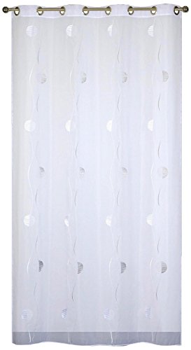 HomeMaison Vorhang Jacquard Halbmond, Polyester, Grau, 240 x 140 cm von HomeMaison