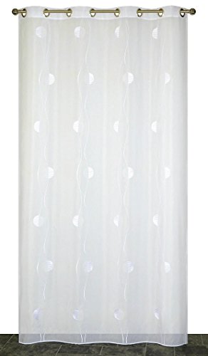 Homemaison Vorhang Jacquard Halbmond, Polyester, Weiß, 240 x 140 cm von Homemaison