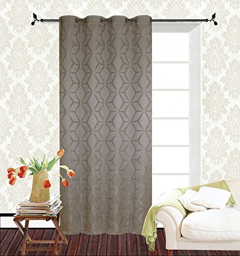 Homemaison Jacquard-Vorhang mit sechseckigen Mustern, Polyester, Taupe, 260x140 cm von Homemaison