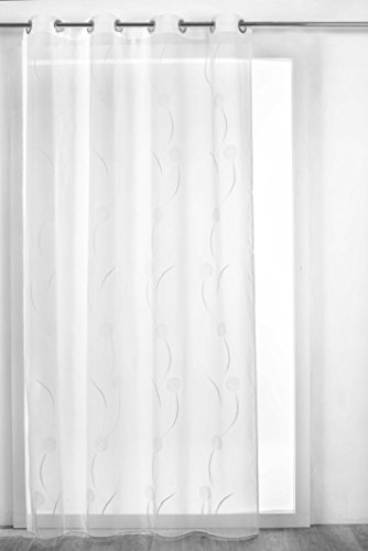 Homemaison Vorhang Osaka Esprit Floral, Polyester, Weiß, 260 x 140 cm von Homemaison