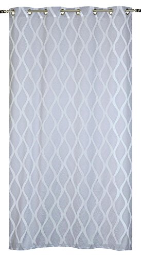 HomeMaison Vorhang Sprossen-Etamine und Jacquard, Polyester, Grau, 240 x 140 cm von HomeMaison