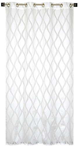 HomeMaison Vorhang Sprossen-Etamine und Jacquard, Polyester, Weiß, 240 x 140 cm von HomeMaison