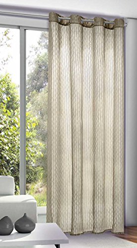 HomeMaison Vorhang Uni Voile Knitteroptik, Polyester, Stein, 245 x 135 cm von HomeMaison