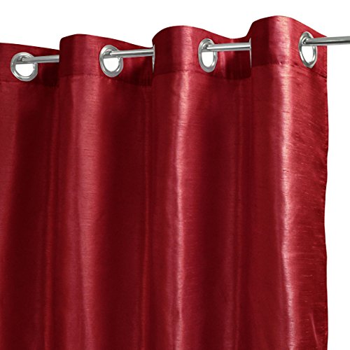Homemaison Vorhang Uni en Etamine, naturbelassenes Seide, Polyester, Rot, 250 x 140 cm von Homemaison