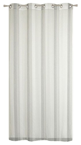 Homemaison Vorhang aus Organza Streifen Jacquard, Polyester, Grau, 240 x 140 cm von Homemaison