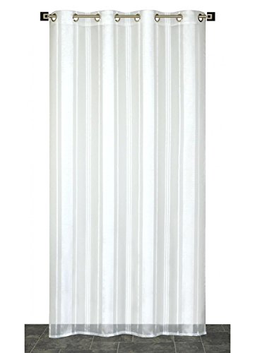 Homemaison Vorhang aus Organza mit Streifen Jacquard, Polyester, Elfenbeinfarben, 240 x 140 cm von Homemaison