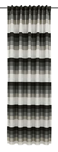 HomeMaison Vorhang gestreift, mit verdeckten Schlaufen, Polyester, anthrazit, 245 x 135 cm von HomeMaison