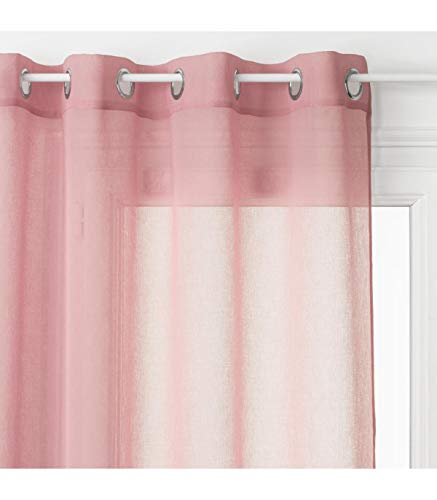 Homemaison Vorhang leicht Uni mit Ösen, Polyester, Rosa, 240 x 140 cm von Homemaison