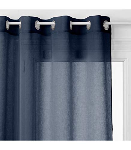 Homemaison Vorhang leicht Uni mit Ösen, Polyester, blau, 240 x 140 cm von Homemaison