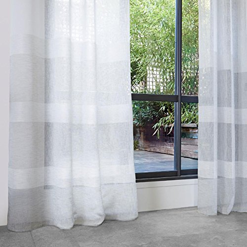 Homemaison Vorhang mit Blockstreifen Kräuselband, Polyester, Grau, 240 x 140 cm von Homemaison