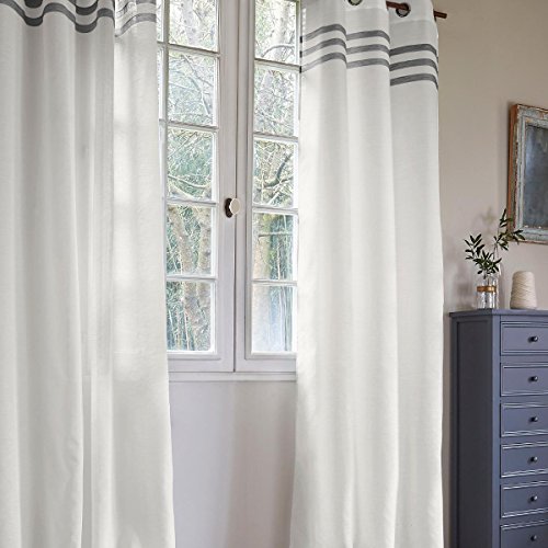 Homemaison Vorhang mit DREI horizontalen Streifen, Polyester, anthrazit, 240 x 140 cm von Homemaison