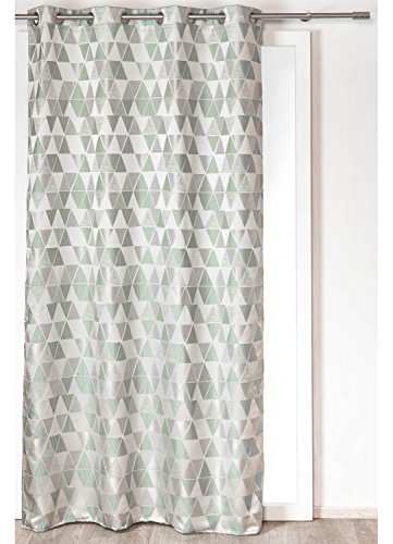 Homemaison Vorhang mit Motive Dreiecke, Polyester, Aqua, 260 x 140 cm von Homemaison