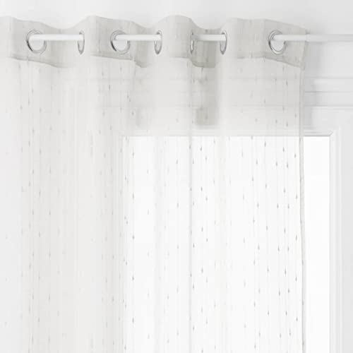 Homemaison Vorhang mit Ösen, dünne Streifen, vertikal, Polyester, Elfenbein, 240 x 140 cm von Homemaison