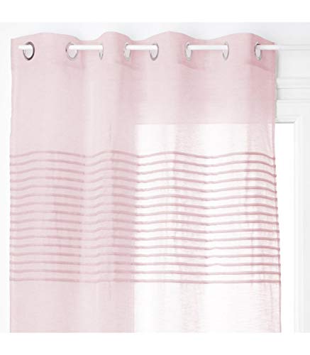 Homemaison Vorhang mit feinen horizontalen Streifen, Polyester, Rosa, 240 x 140 cm von Homemaison