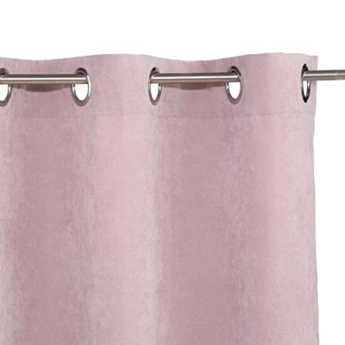 HomeMaison Vorhang mit Leichtigkeit Wildlederoptik mit Ösen, Polyester, Rosa, 260 x 140 cm von ATMOSPHERA CREATEUR D'INTERIEUR