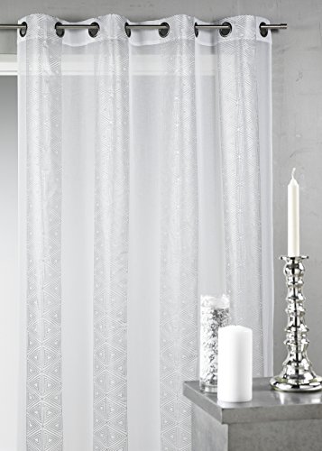 Homemaison hm69591987 Gardine aus Etamin Senkrechtstreifen Grafiken Polyester Grau 140 x 240 cm von Homemaison